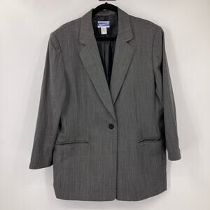 Vintage Pendleton Black White Single Button Lined Wool Pockets Blazer Jacket